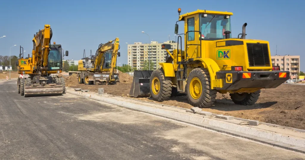 Road works in Muscat during grading and site preparation